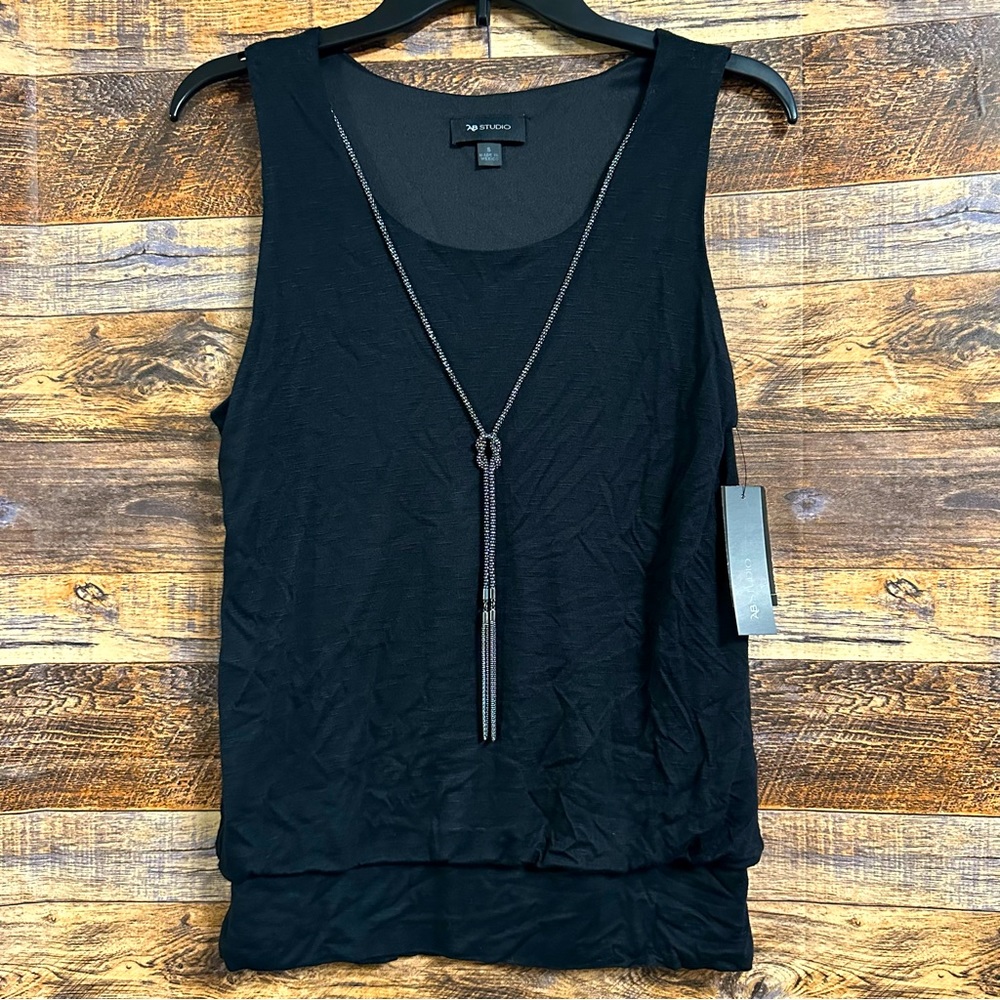 NWT | AB Studio | 2-Piece Set | Black Top with Necklace (size S)